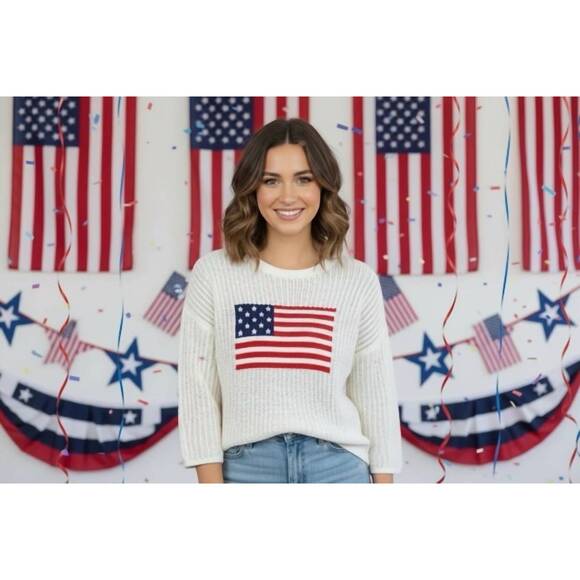 SIMPLY SOUTHERN Sweaters - NEW SIMPLY SOUTHERN american flag sweater in white